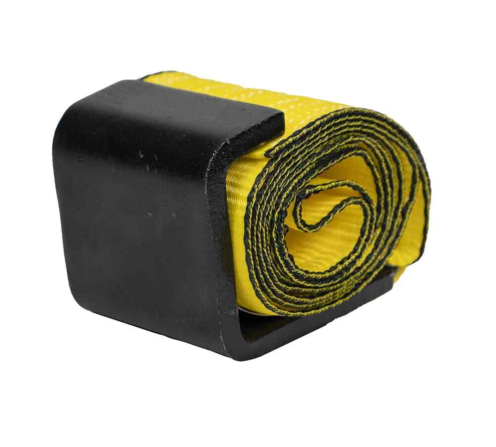 (10 Pack) 4" x 5' Roll Off Container Yellow Winch Strap w/ Large Flat Hook fo...