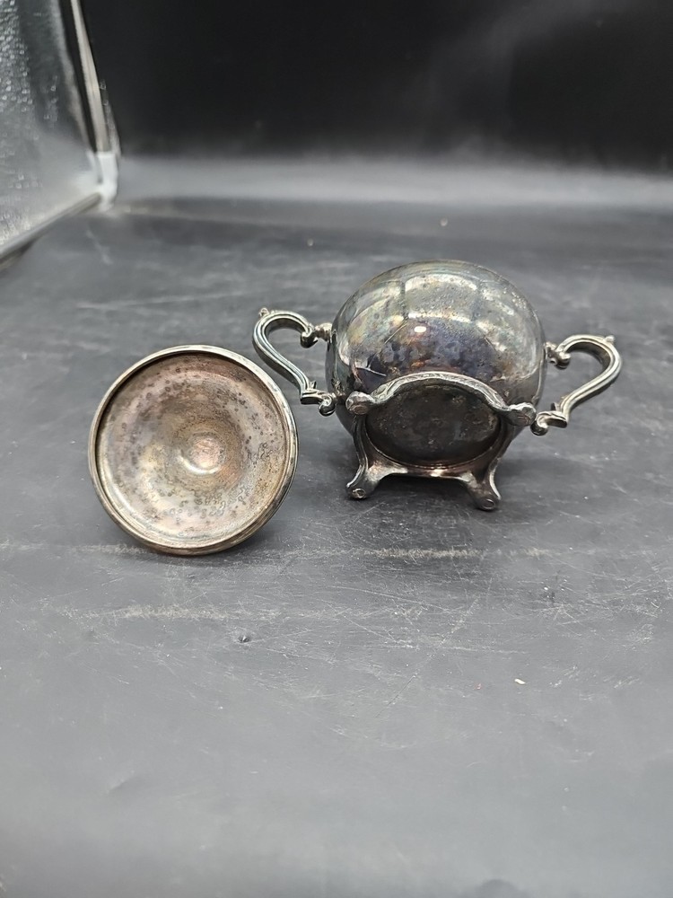 Silverplate Footed Sugar Bowl Vtg Unmarked