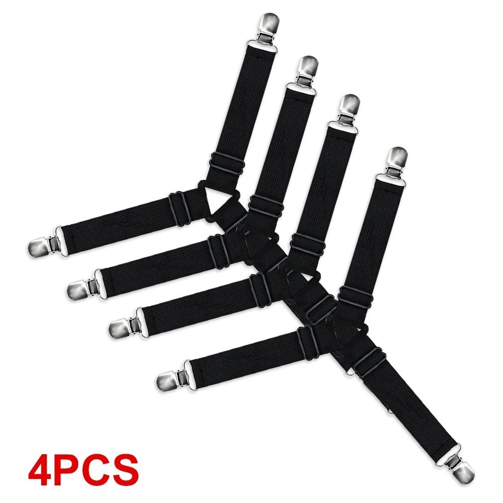 4 Pack Bed Sheet Holder Straps Adjustable Fitted Sheet Clips Corner Grippers