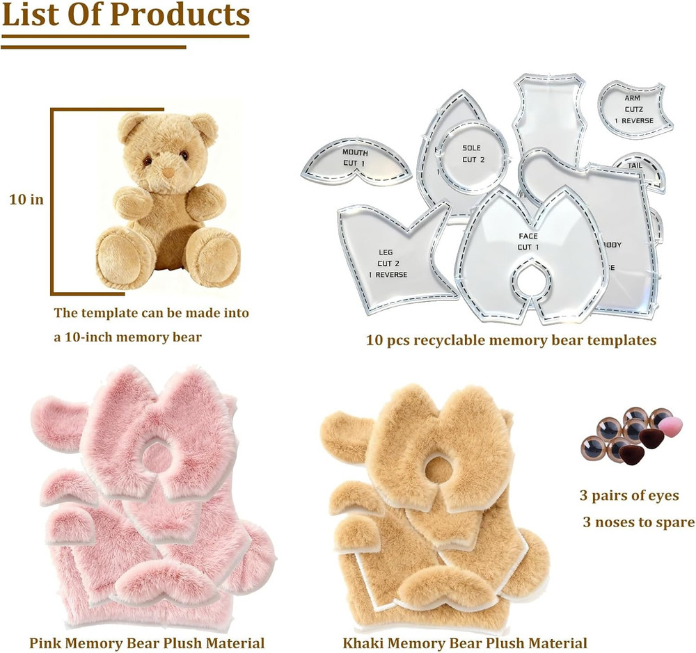 10 Inch Memory Bear Quilting Templates & Sewing Patterns - Beginners Friendly |