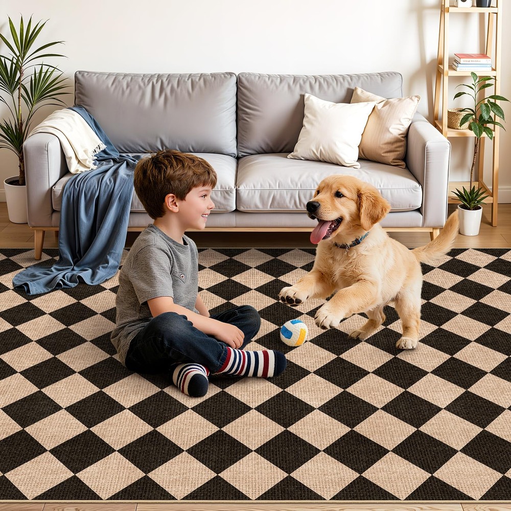 BYYVOO 3x10 Runner Rug for Hallways: 3' x 10' (Rectangular), Black/Brown