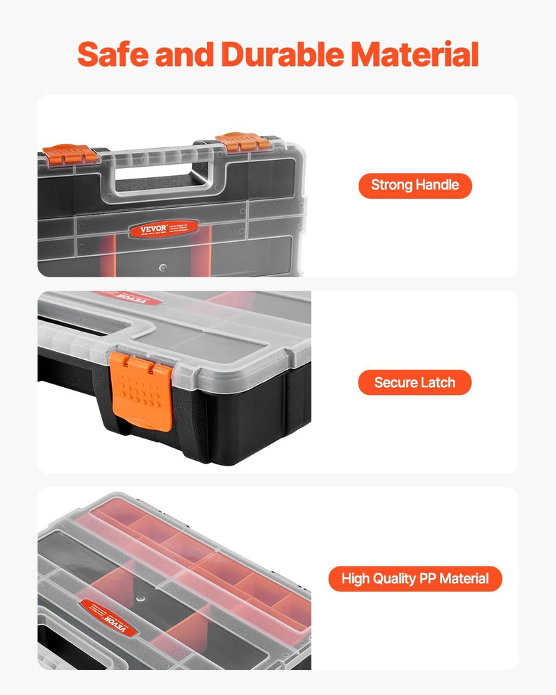 3-Pack Small Parts Organizer, 21 Compartments Tools Organizer Box with Removable
