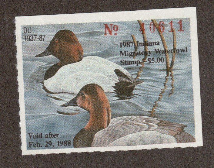 IN12 - Indiana State Duck Stamp.  Single. MNH. OG.