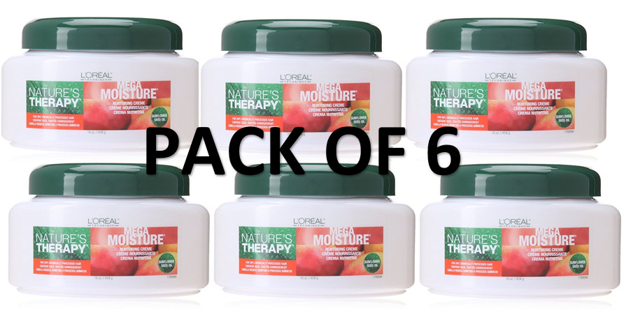 6 Pack L'Oreal Natures Therapy Mega Moisture Nurturing Creme, 16 Oz -