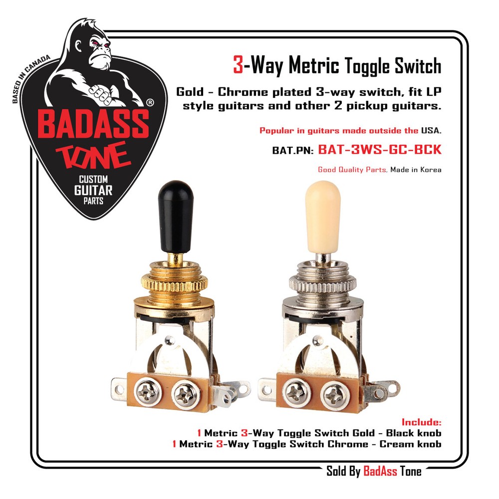 3 Way Toggle Switch -  Gold / Silver / Black - Cream Tip - Les Paul Epiphone (2)
