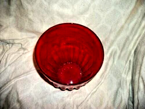 Italian Murano Handblown Glass Trash Can Vanity Wastebasket Ruby Bubbles MCM