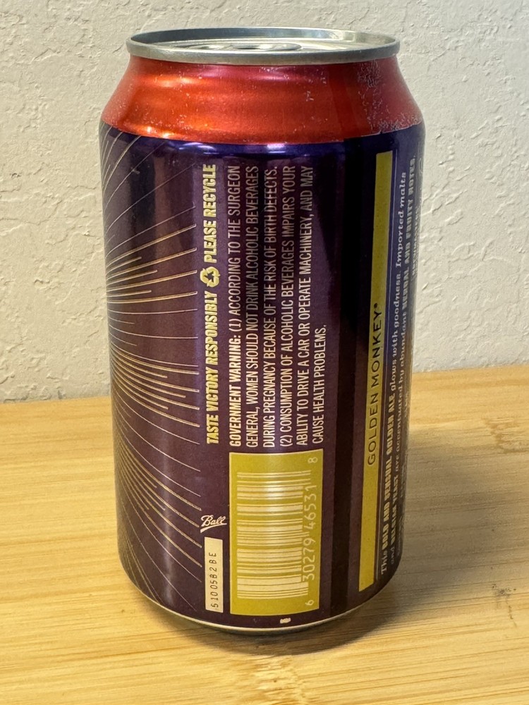 Golden Monkey Belgian Tripel - Empty Beer Can Bottom Opened
