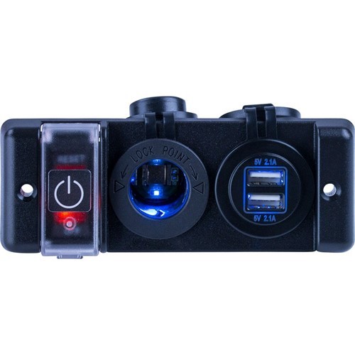 Sea-Dog Double Usb Power Socket Panel W/Breaker Switch 426506-1