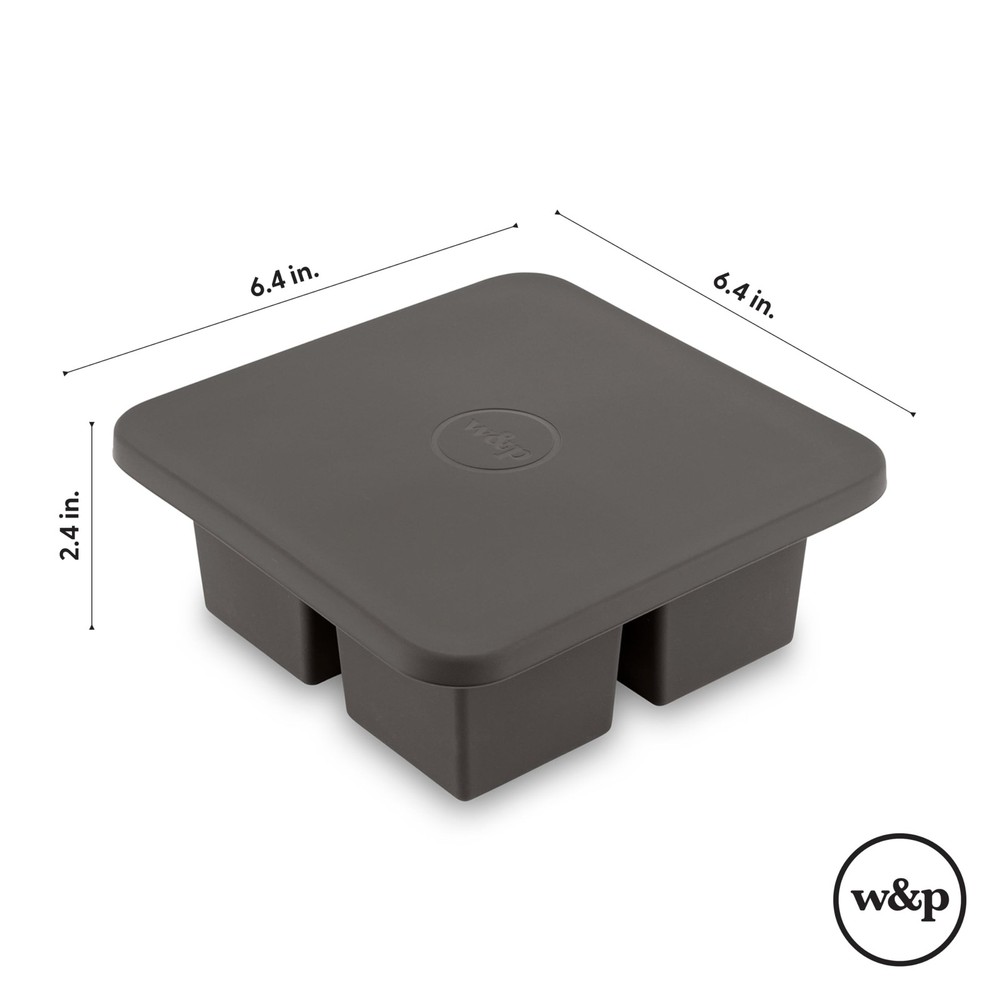 W&P Peak Silicone Extra Large Cube Ice Tray w/ Protective One Size, Charcoal