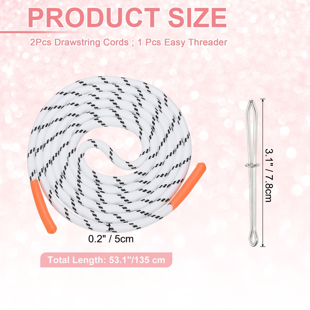 2pcs 53inch Drawstring Cords Hoodie String with Easy Threader Orange