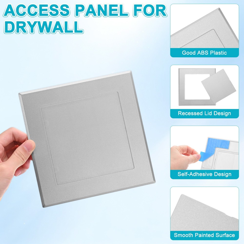 2-Pack Access Panel for Drywall, 5x5" Plastic Removable [Silver Tone, Square]