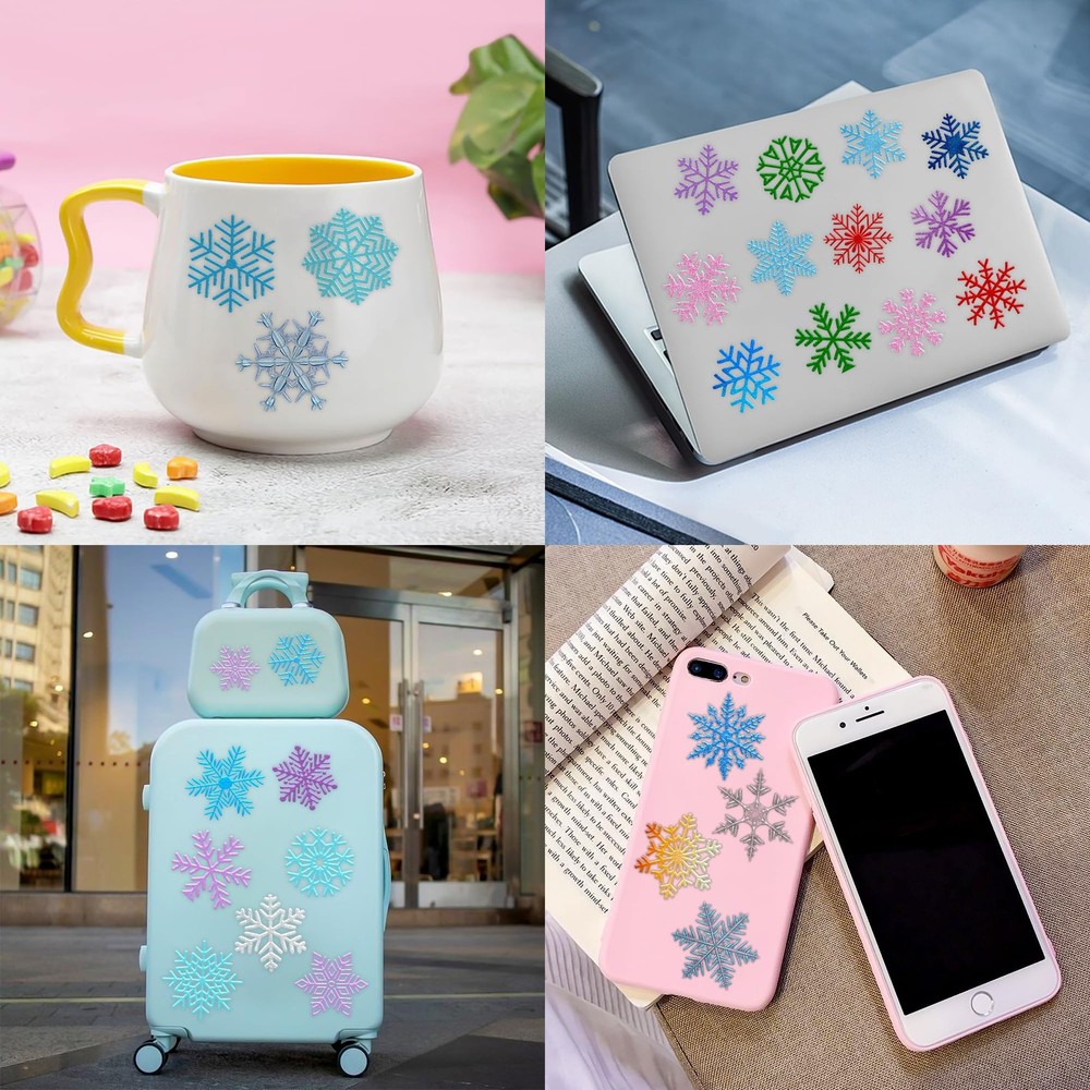 96 PCS Blue Snowflake Pre-Cut Temporary Tattoos Sticker Small, Multicolor