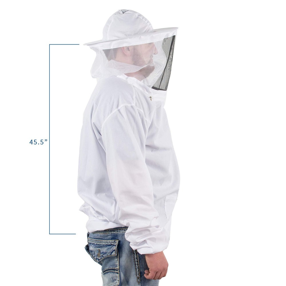 Professional White XXL Beekeeping Suit, Jacket, Pull Over, Smock with Veil BE...