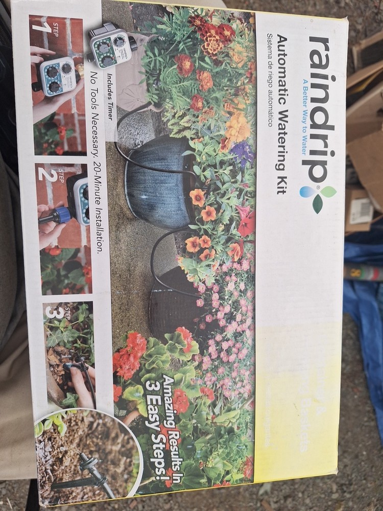 Raindrip Automatic Drip Irrigation Watering Kit withCustomizable Timer. Open Box