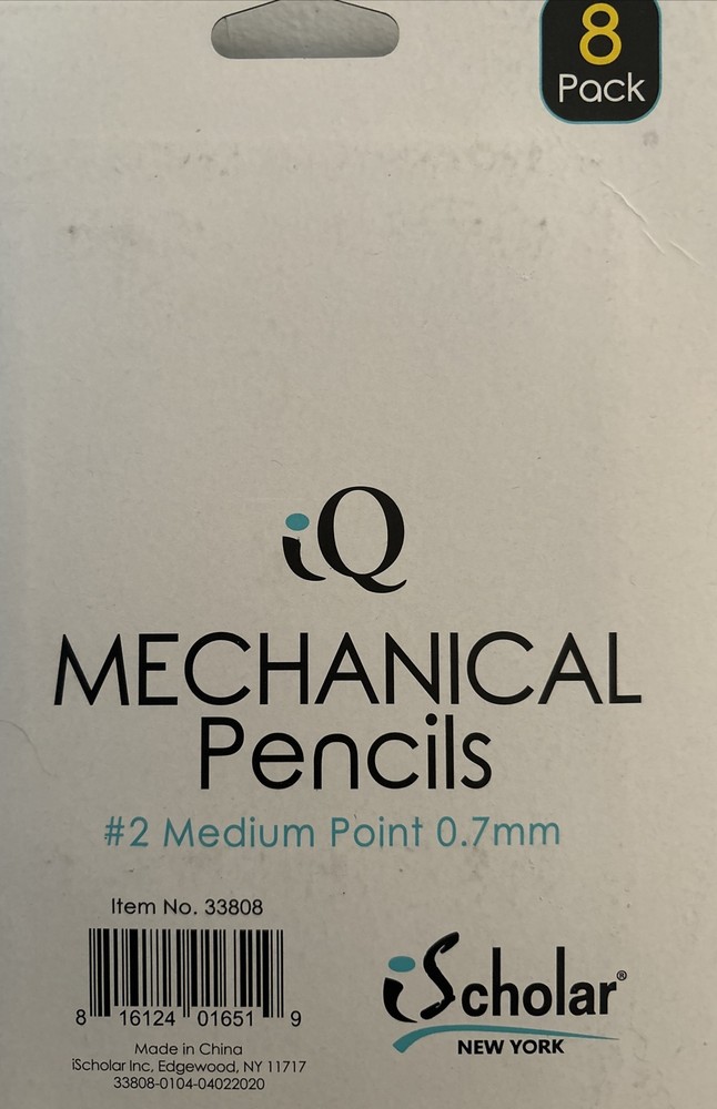 iQ Mechanical Pencils 8 Pack #2 0.7mm Medium Point