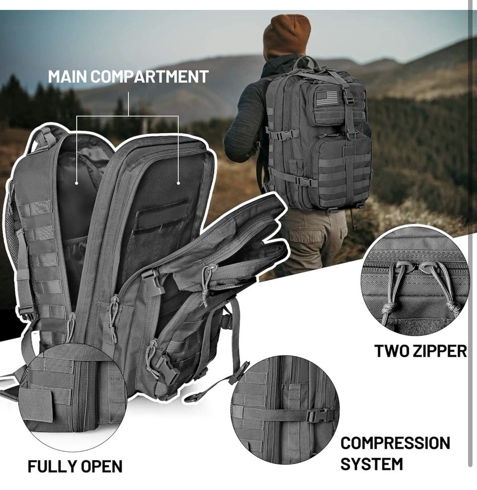 Wincent Multi Functional Military Assault Tactical Backpack w/ Double Stitching