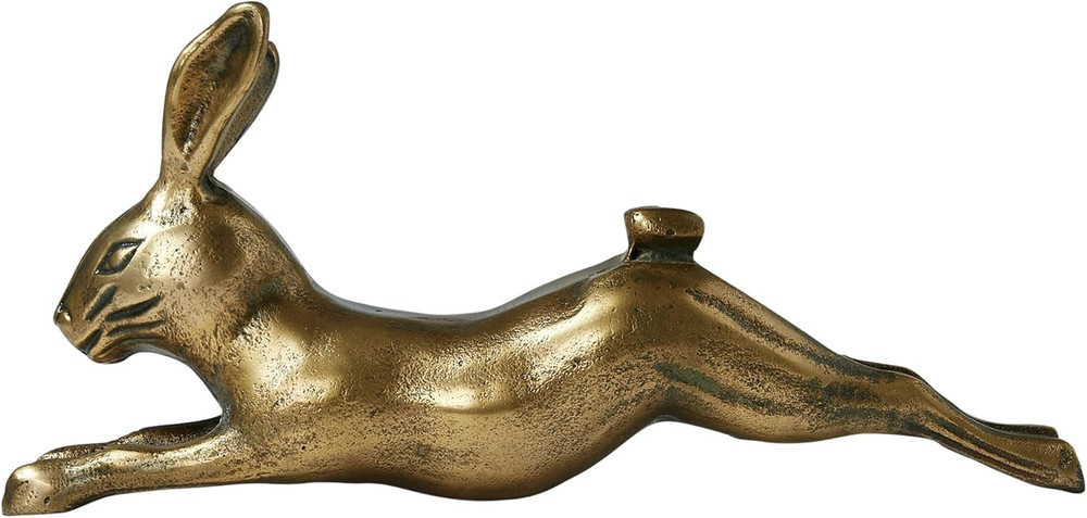Decorative Embossed Aluminum Rabbit, Antique Brass