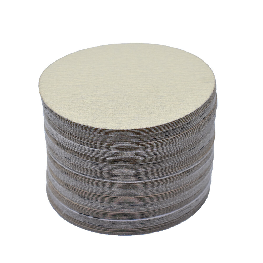 100 Pack 120 Grit 6" NO-Hole Disc Hook Loop Pads Sanding Discs Flocking