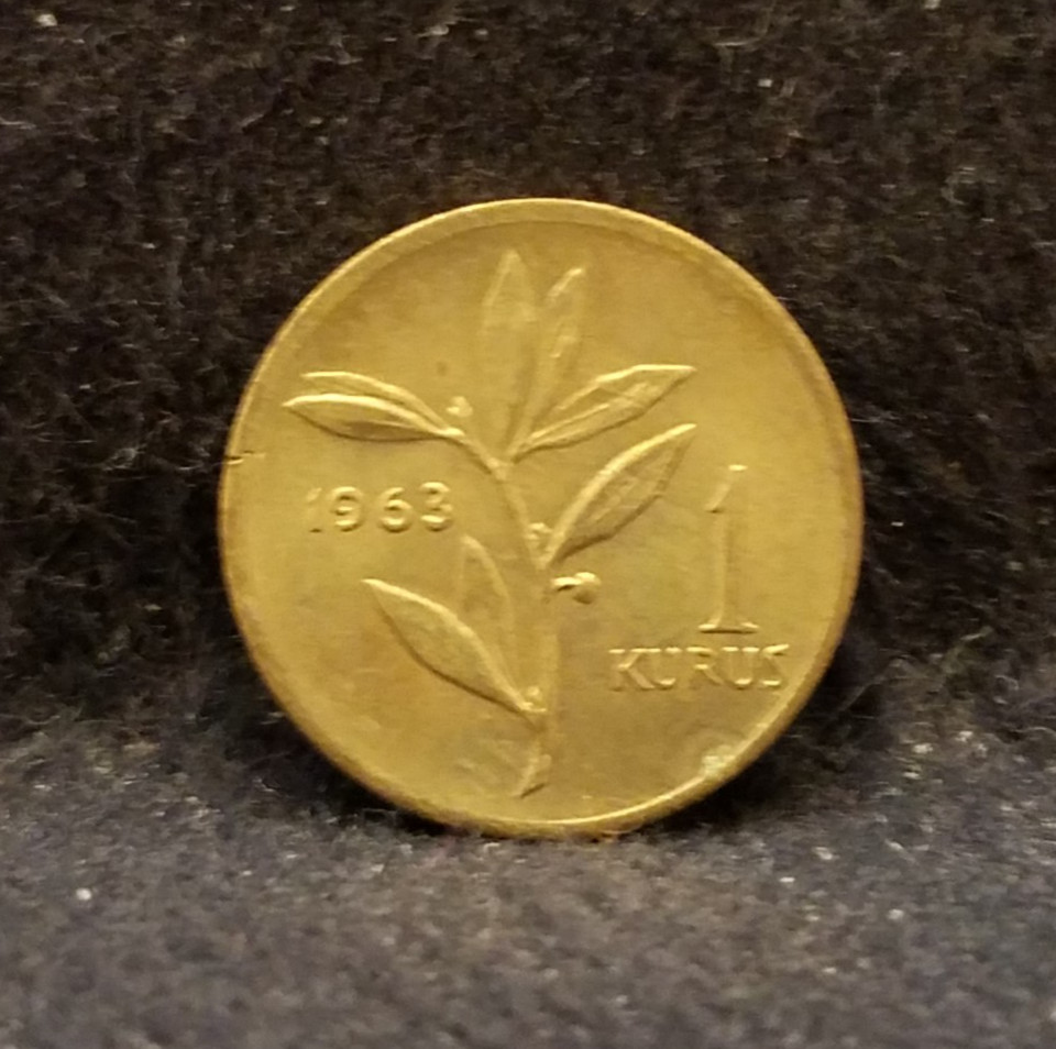 1963 Turkey kurus (kurush), olive branch, UNC, KM-895