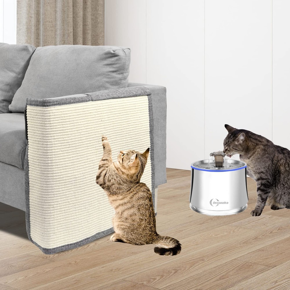 Cat Scratch Couch Protector with Natural Sisal 19.7W*23.6W Light Grey/Left
