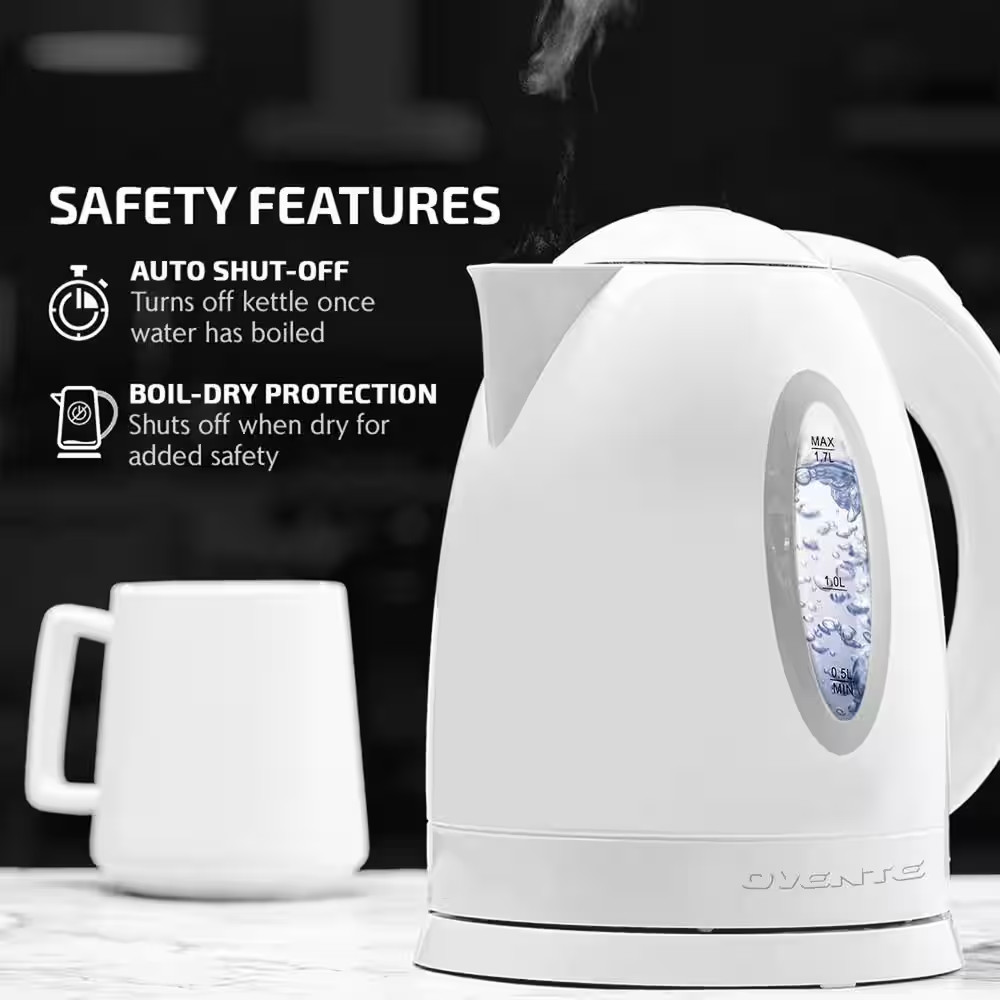 7 Cup Electric Kettle Auto Shut Off Boil Dry Protection Removable Filter