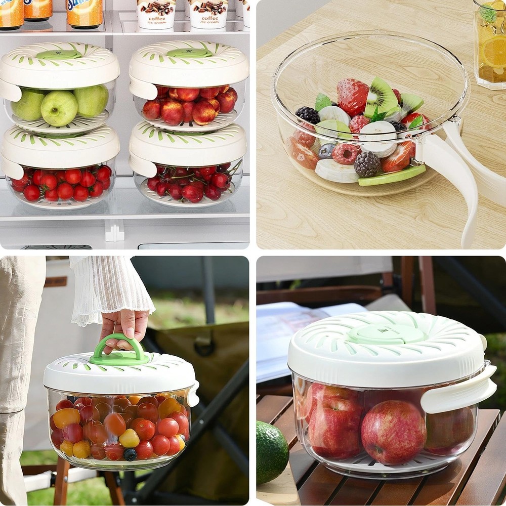 Fruit Storage Containers with Ice Tray - Strainers & Colanders 2-in-1 Fruit a...