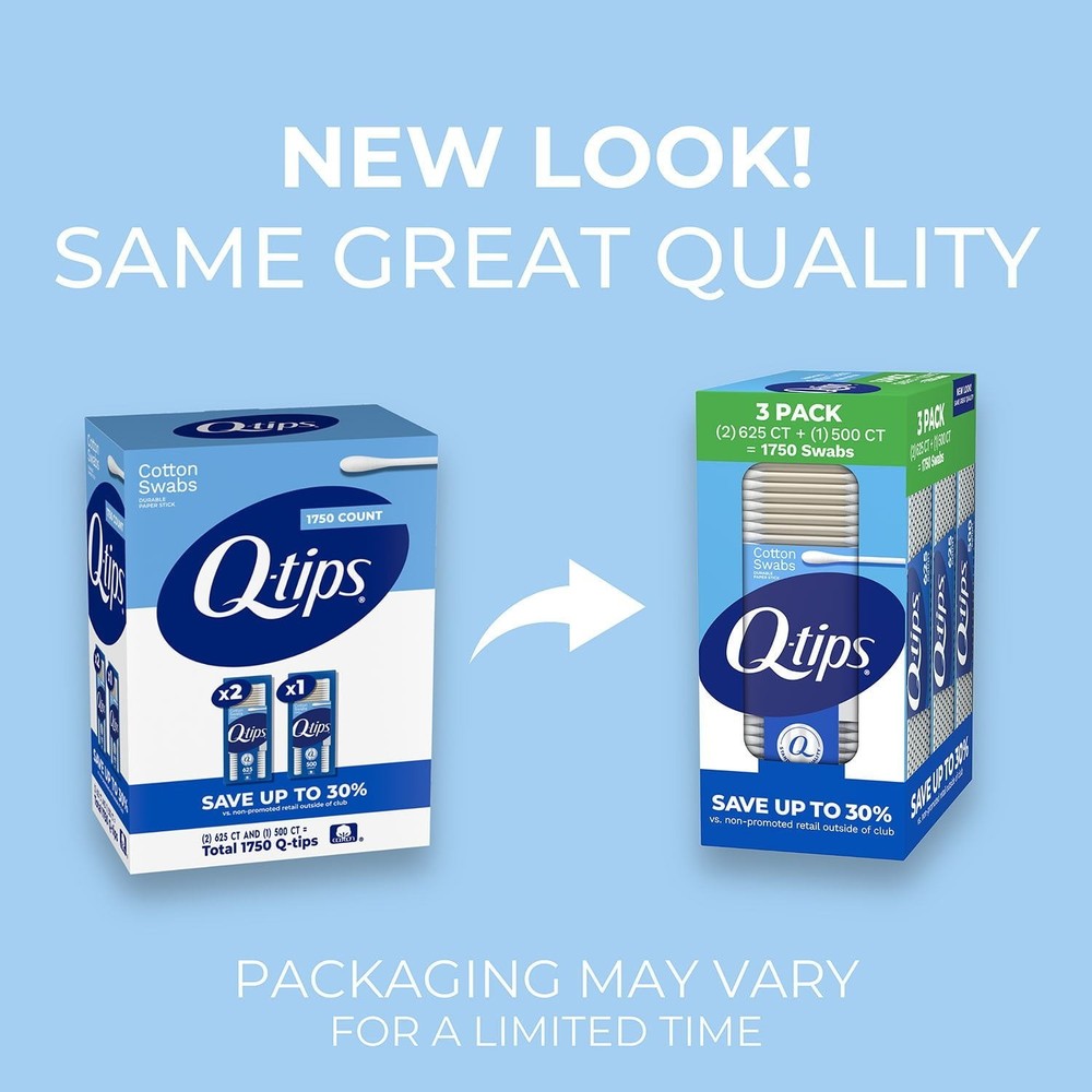 Q-tips Cotton Swabs, 1750 ct., 3 pk.