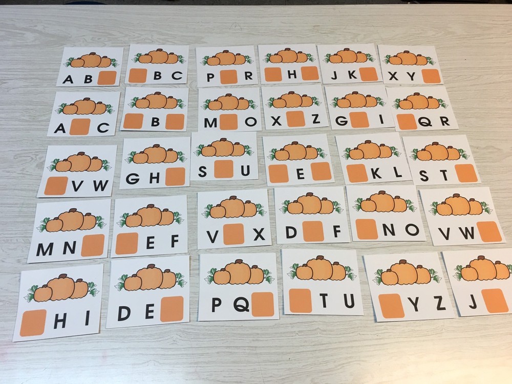 Pumpkin Patch Dry Erase - Laminated Activity Set - Missing Letters