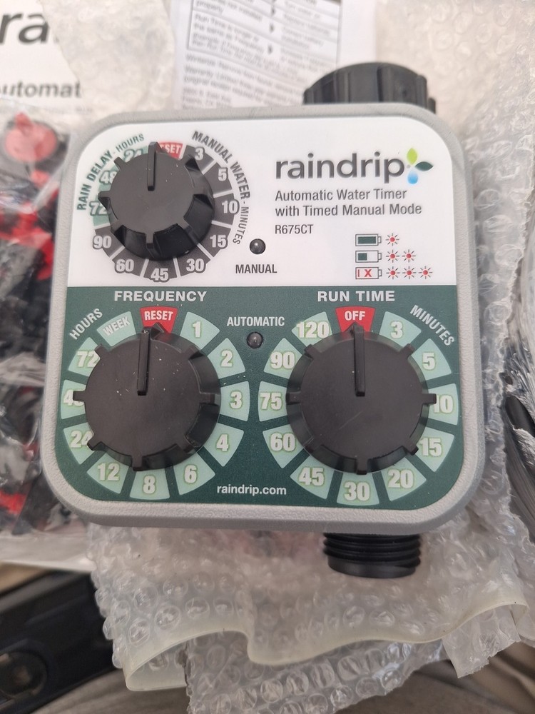 Raindrip Automatic Drip Irrigation Watering Kit withCustomizable Timer. Open Box