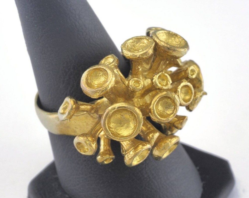 Ring Adjustable Ring Bezel - Cup Raw brass (18mm 8US inner size - 2697