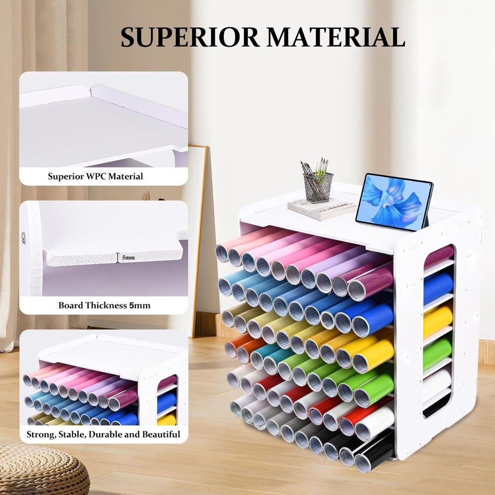 CELSOL Vinyl Roll Holder, Countertop Cabinet Storage White