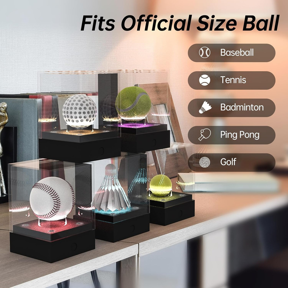 Acrylic Baseball Display Case With LED Light - 7 Color Changing Baseball Stan...