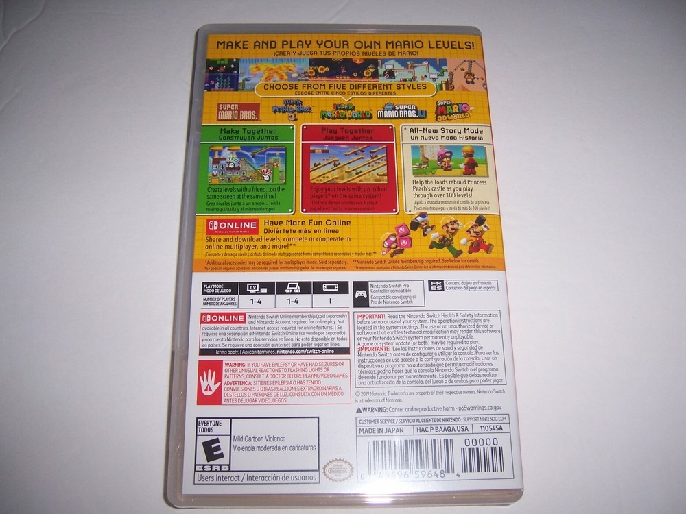 Original Box Case Replacement Nintendo Switch for Super Mario Maker 2 Two