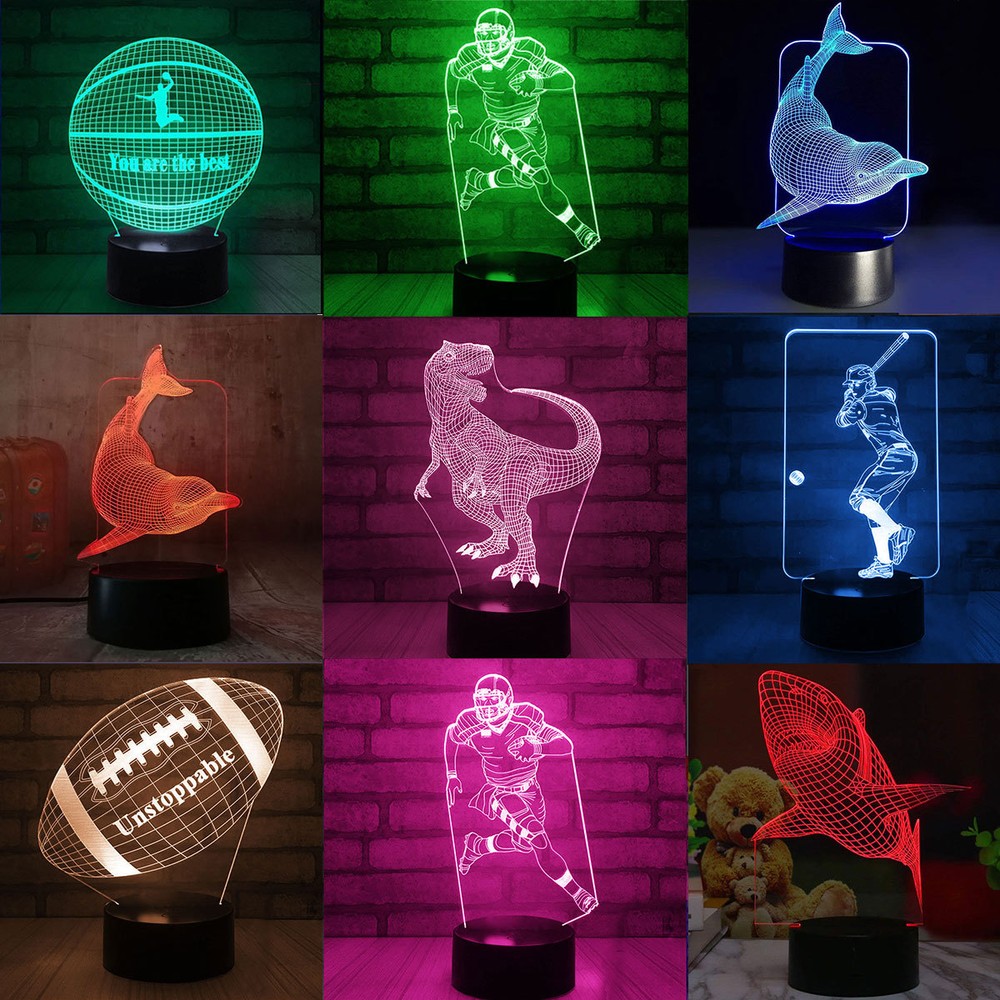 3D Visualization LED Night Stand Light Lamp 7 Color Changing With Remote Control