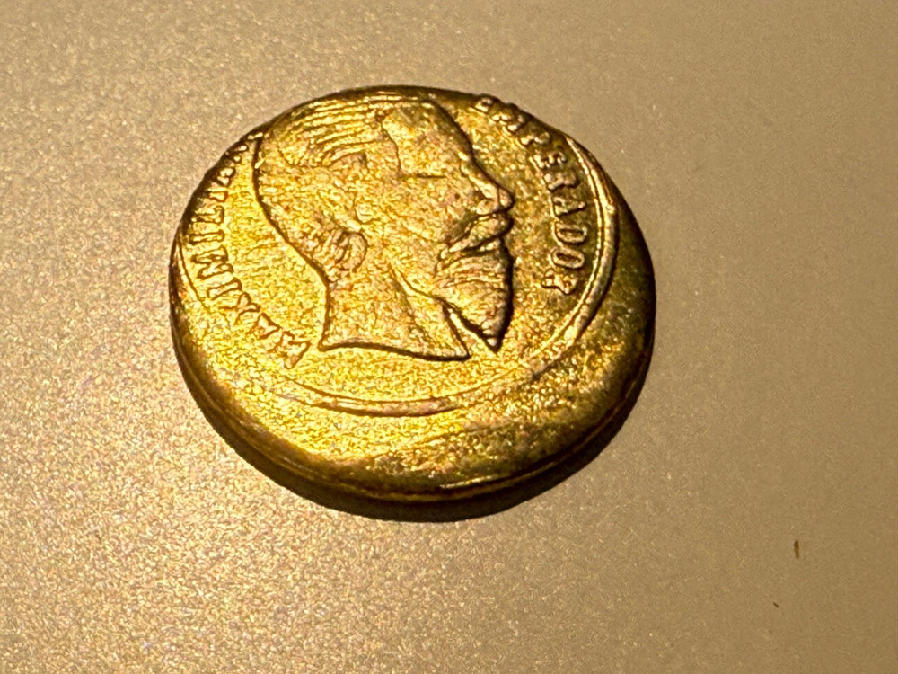 MEXICO Maximillian COPPER PATTERN ERROR COIN. Strike error on both sides