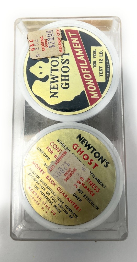 Vintage Newtons Ghost Monofilament 2 Spool Set display case advertisement