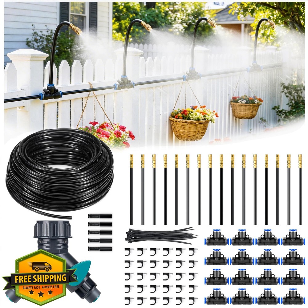 HIRALIY Drip Irrigation Kit 100FT Copper Nozzle Watering System