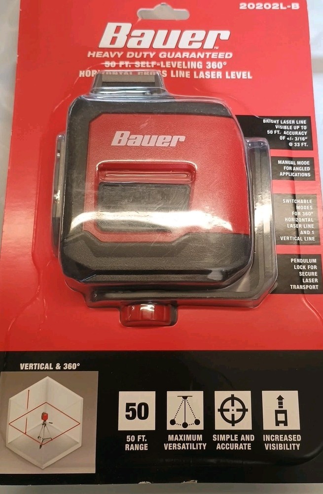 Bauer Cross Line Laser Level 20202l-b