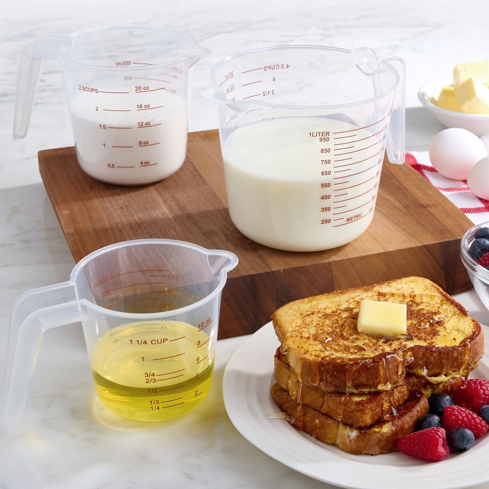 Mainstays Piece Tapered Spout Nesting Plastic Measuring Cups Set Clear