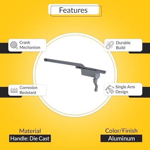 Casement Operator Assembly Aluminum Handle, Right Hand, Die Cast Construction