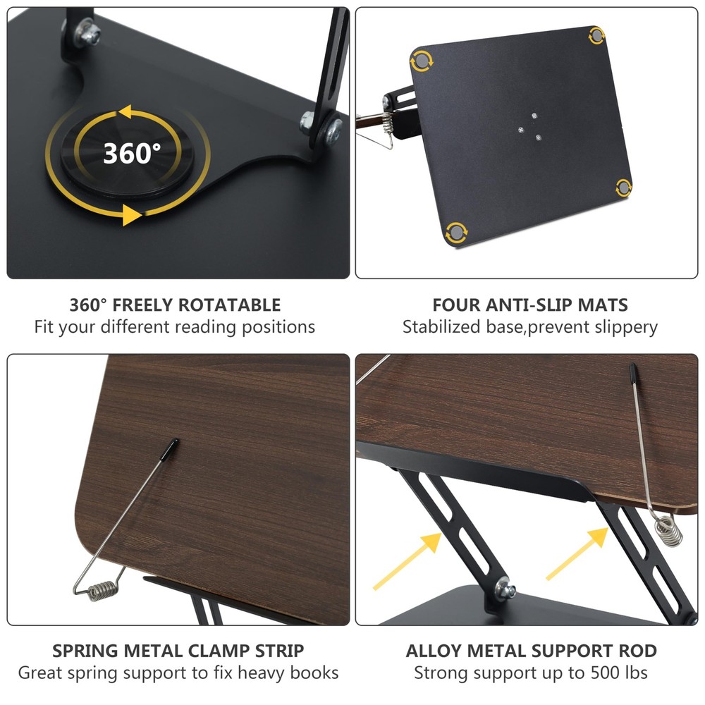 Book Stand Reading Multi-Angle Height Holder 360 Swivel Base Foldable Rack