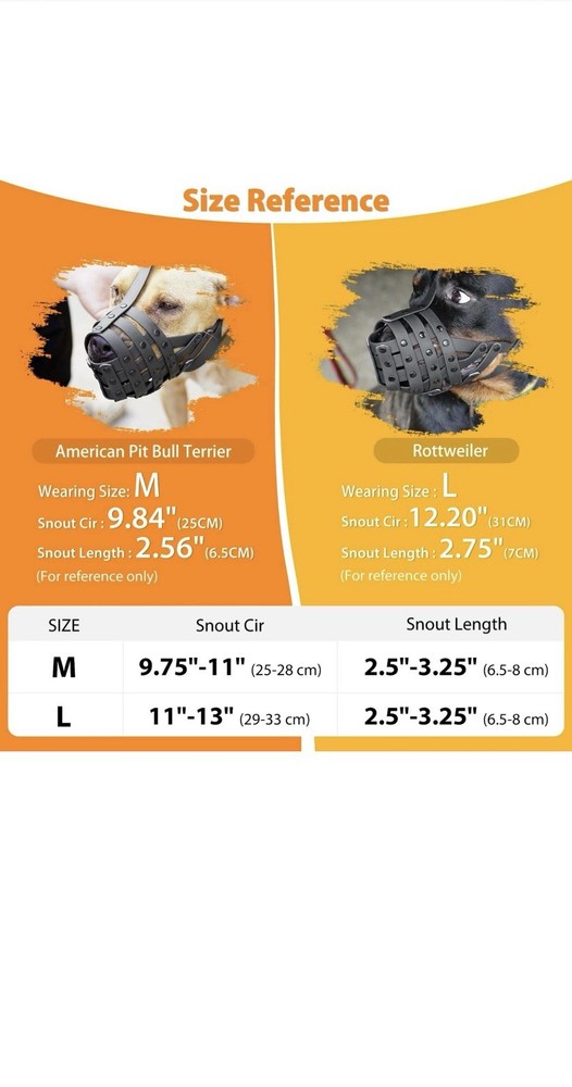Muzzle For Large Sized Dogs Prevents Biting Scavenging Basket Style Black