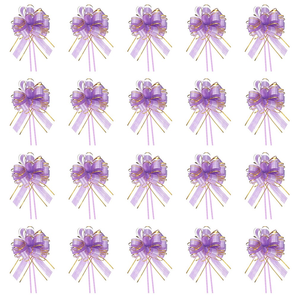 Large Gift Bow 7x6 Inch, 20 Pack  Pull Bows for Gift Wrapping, Light Purple