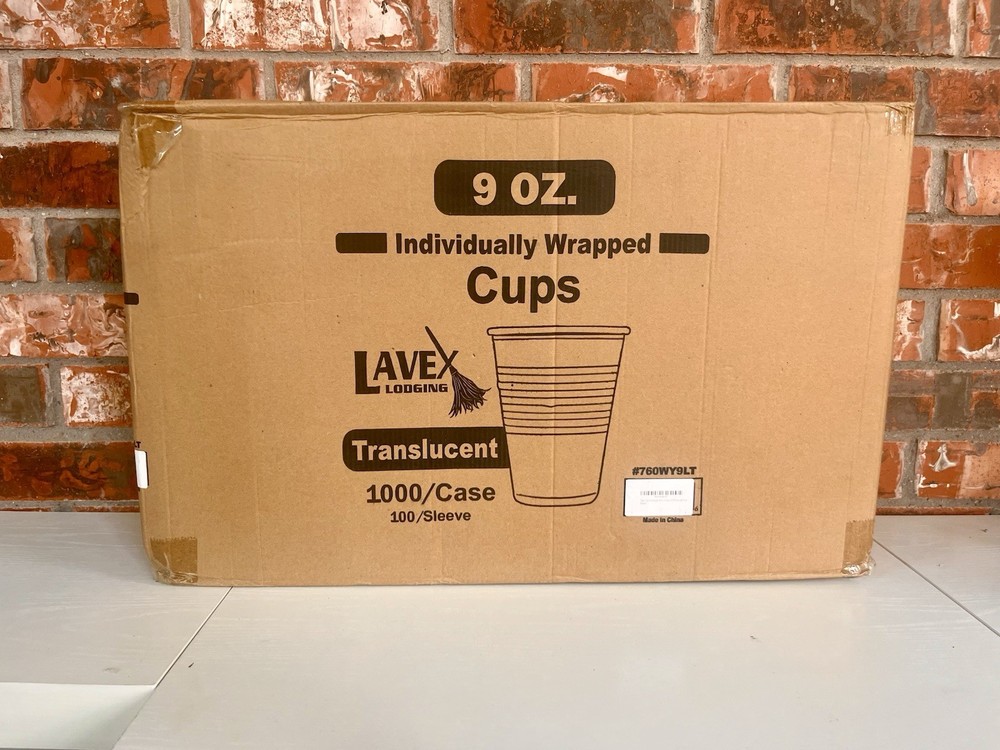 1000 PACK - 9 oz. Plastic Translucent Individually Wrapped Cups