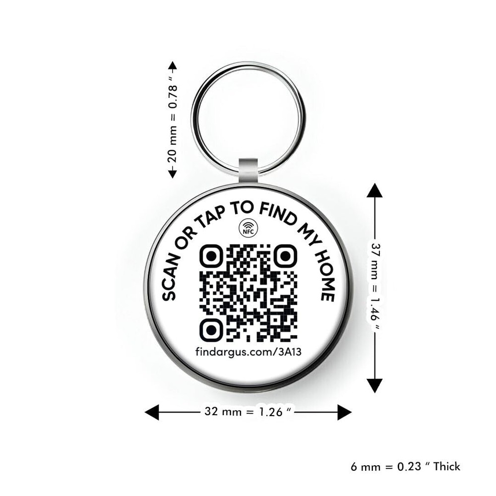 Argus Tech Tag - Epoxy Round Metal Edge Pet ID Tag with QR Code