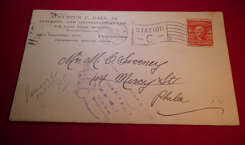 Scott's #301 "2c George Washington" 1905 multiple postmarks