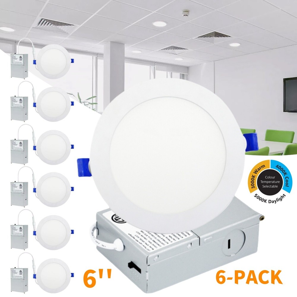 6 Inch 3CCT LED Recessed Ceiling Light with Junction Box, 1050LM High Brightness