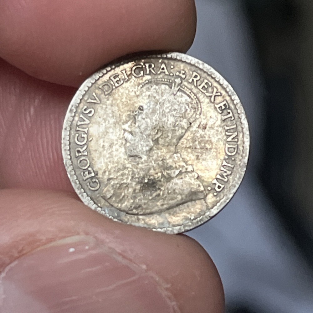 1919 C Newfoundland 5 Five Cent Coin - GEORGE V - Silver 5 Cent - B13