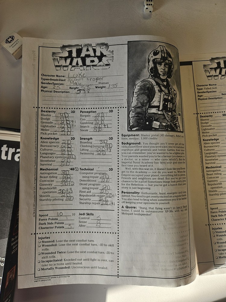 Star Wars Introductory Adventure Game RPG 1997