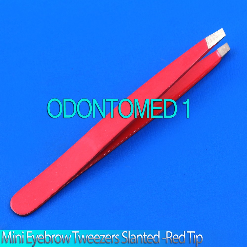 New 3.5" Eyebrow Tweezers Slanted Precision Tip - Red - Solid Classic Design